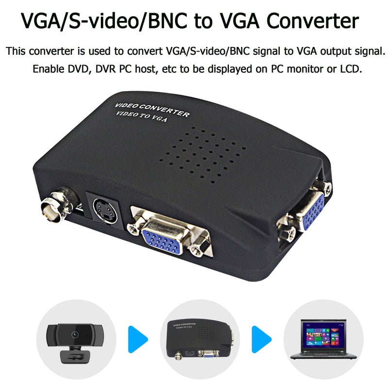XMSJSIY BNC to VGA Video Converter, S-Video Input to VGA Output, Supports PAL/NTSC, Easy to Install and Operate - Image 4